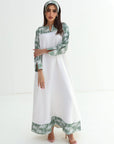 Palm Pleated Panel Linen Blend Dress full length view