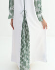 Palm Pleated Panel Linen Blend Dress pleated back panel detail