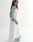 Palm Pleated Panel Linen Blend Dress front design detail