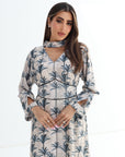 Hand embellished waist belt on Palm Silhouette Linen Blend Dress