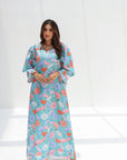 Pastel Meadow Bloom Linen Blend Jalabiya full length front view