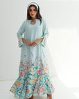 Pastel Meadow Linen Blend Dress watercolor floral design