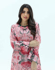 Pink Lotus Linen Blend Jalabiya neckline detail