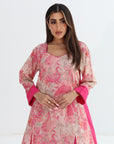 Pink Paisley Print Cotton Jalabiya - Paisley Print Close Up
