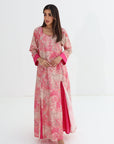 Pink Paisley Print Cotton Jalabiya - Full Length Jalabiya