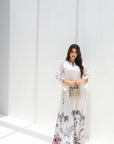 Safari Oasis Linen Blend Jalabiya with Hand Embellished Hemline Full Length View