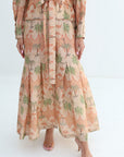 Scenic Palm Border Linen Blend Dress belted silhouette