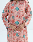 Seashell Print Linen Blend Jalabiya - Sleeve Detail