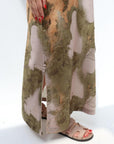 Nature inspired print detail on Serenity Botanical Linen Blend Jalabiya for Women