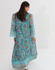 Tropical Bloom Chiffon Jalabiya - back Detail