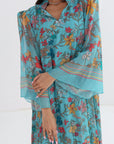 Tropical Bloom Chiffon Jalabiya - Sleeve Detail