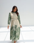 Verdant Palm Linen Blend Jalabiya with matching belt and full lining