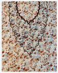 Complete front design of the Vintage Bloom Italian cotton mukhawar with colorful hand-beaded floral detailing.