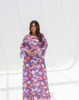 Violet Bloom Garden Linen Blend Jalabiya full length front view