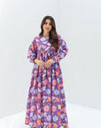 Violet Daisy Bloom Linen Blend Dress Floral Print Maxi Dress
