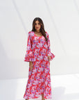 Vivid Watercolor Silk Jalabiya full length front view