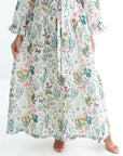 Wildflower Botanical Linen Blend Dress floral and botanical pattern detail