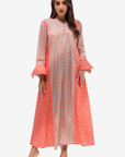 Contrast Panel Print Cotton Jalabiya