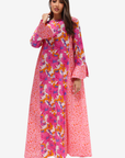 Contrast Panel Print Cotton Jalabiya