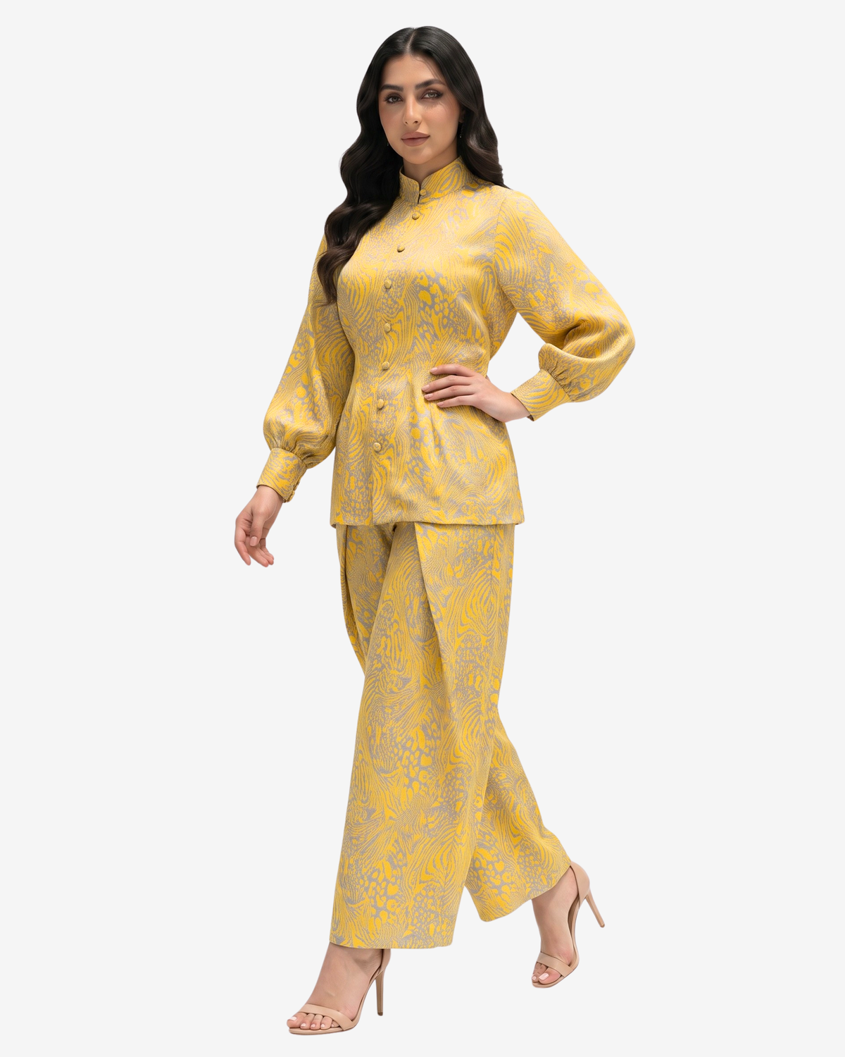 Golden Safari Mandarin Collar Co-ord Set