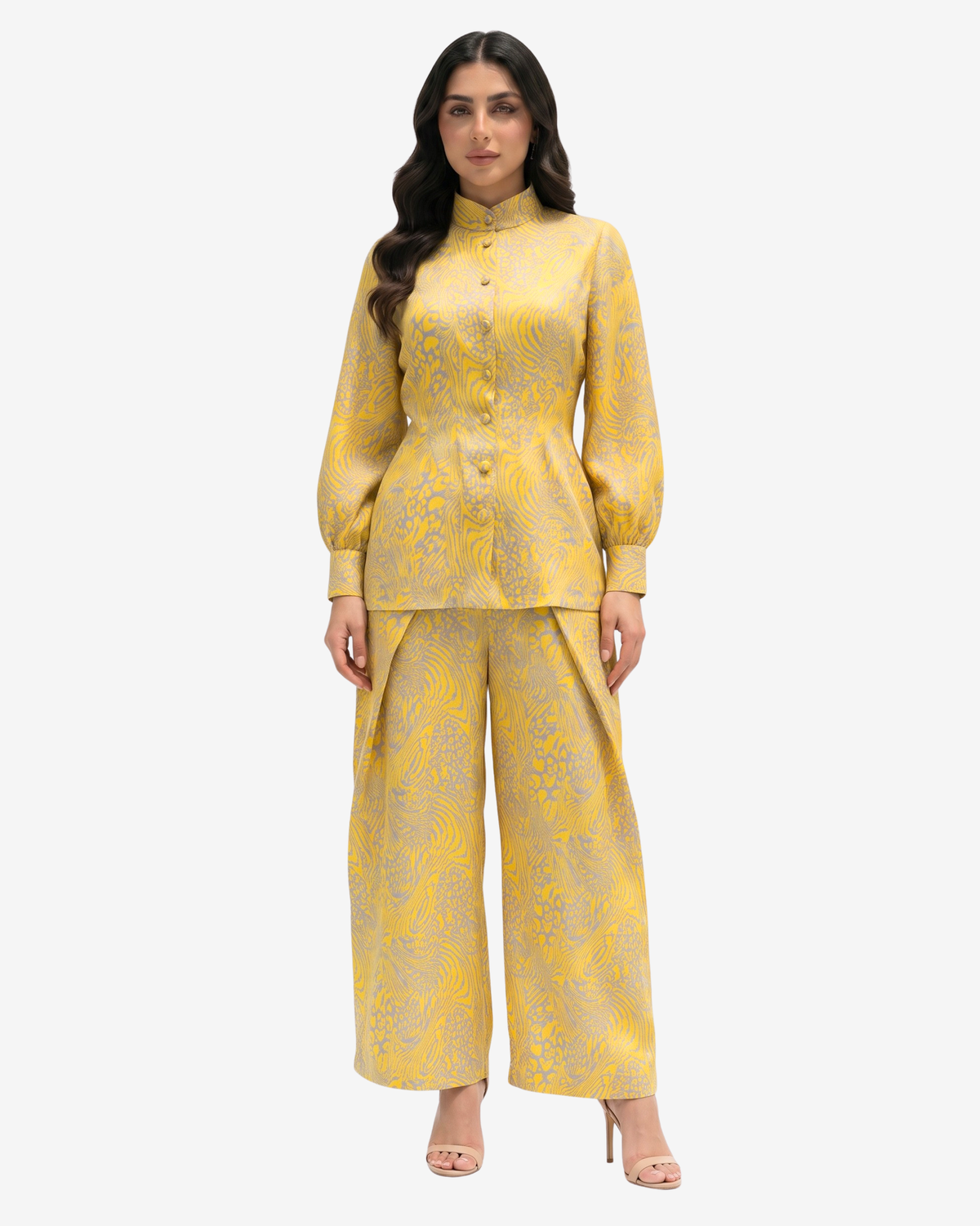 Golden Safari Mandarin Collar Co-ord Set