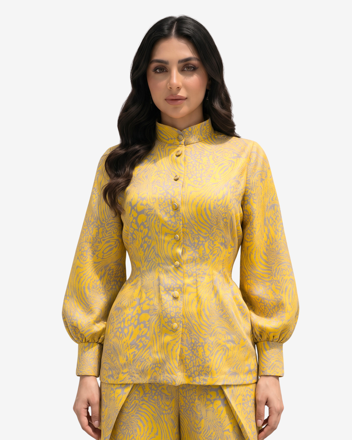 Golden Safari Mandarin Collar Co-ord Set