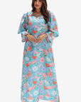 Pastel Meadow Bloom Linen Blend Jalabiya