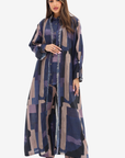 Abstract Block Print Linen Blend Three-Piece Set