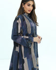 Abstract Block Print Linen Blend Shirt with matching wide-leg trousers by Gharza Couture