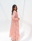 Abstract Wave Notch Jacquard Silk Jalabiya hand embellished side detail