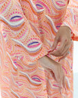 Abstract Wave Notch Jacquard Silk Jalabiya wave pattern fabric detail