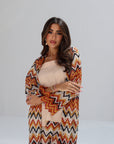 Amber Chevron 3-in-1 Linen Blend Set showing layered travel wear styling