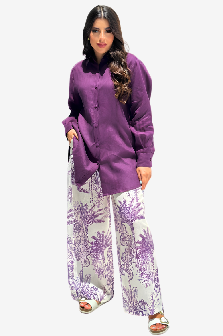 Amethyst Toile Linen Blend Co-ord Set
