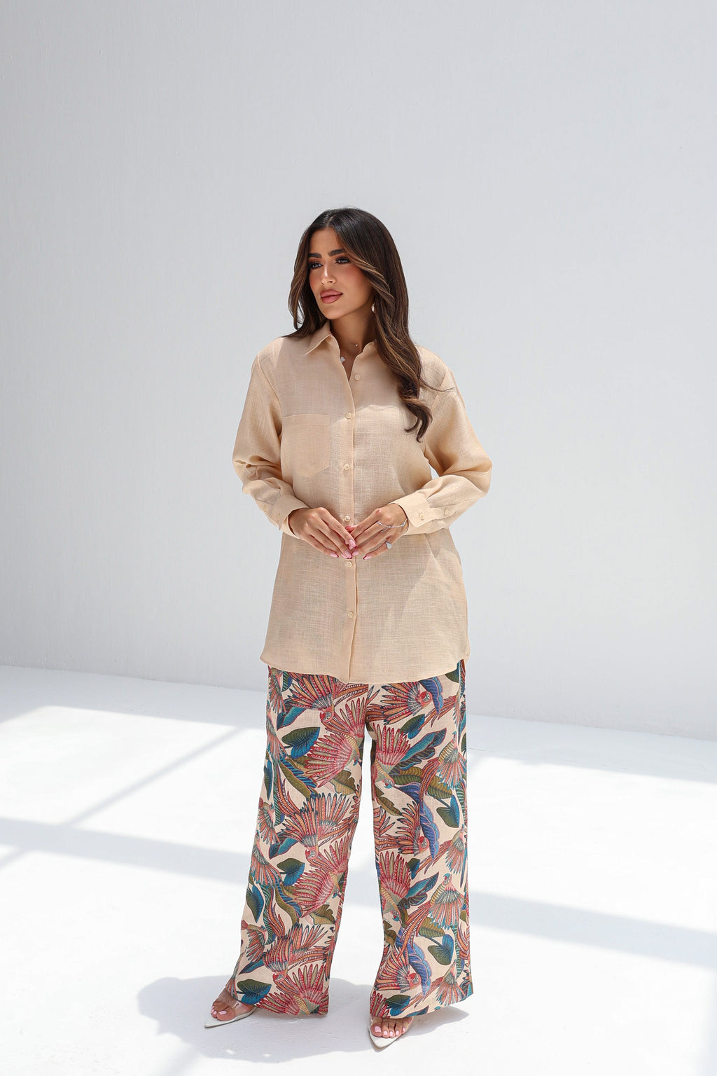 Taous — Beige Parrot Co-ord Set