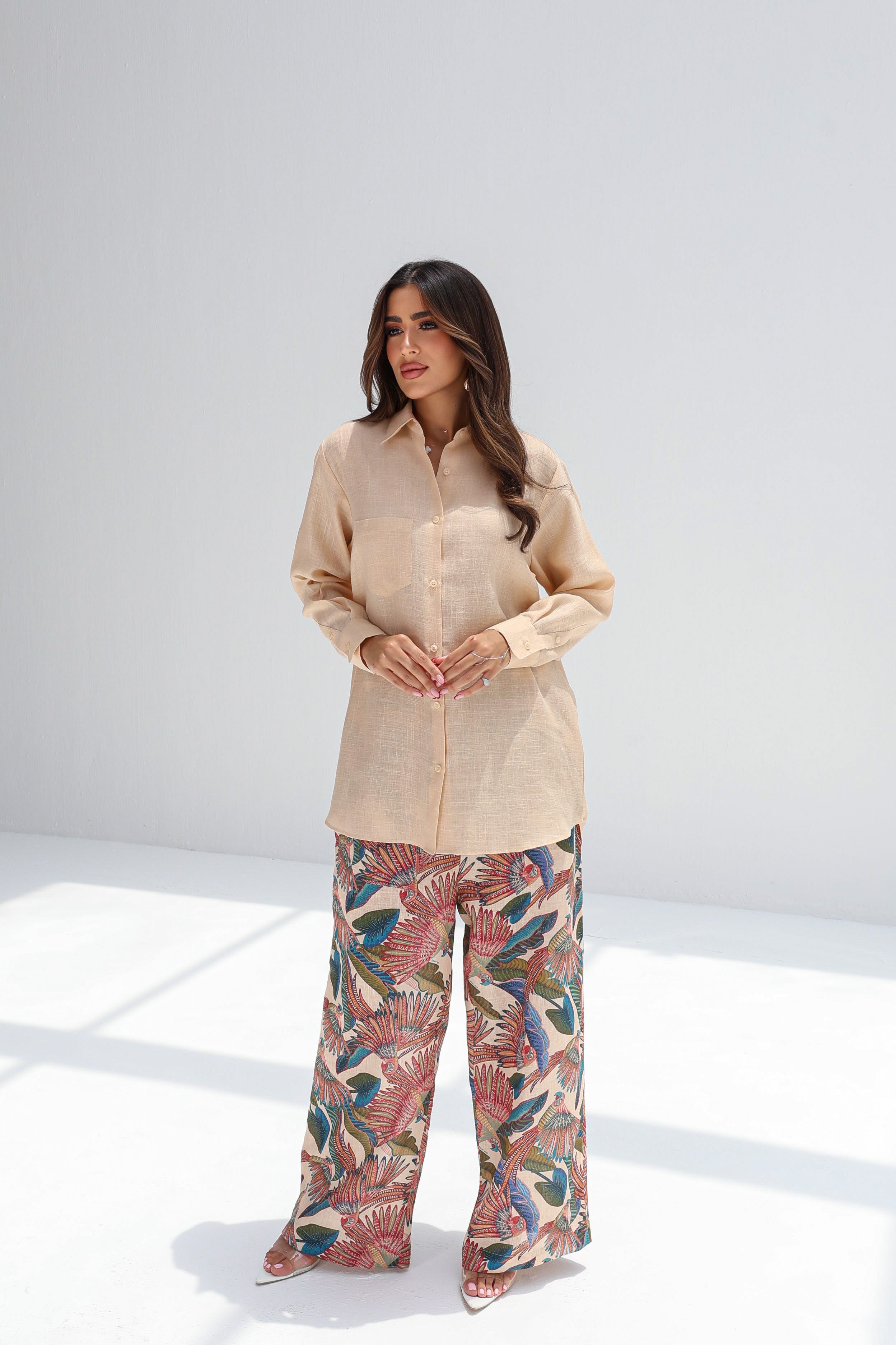 Taous — Beige Parrot Co-ord Set