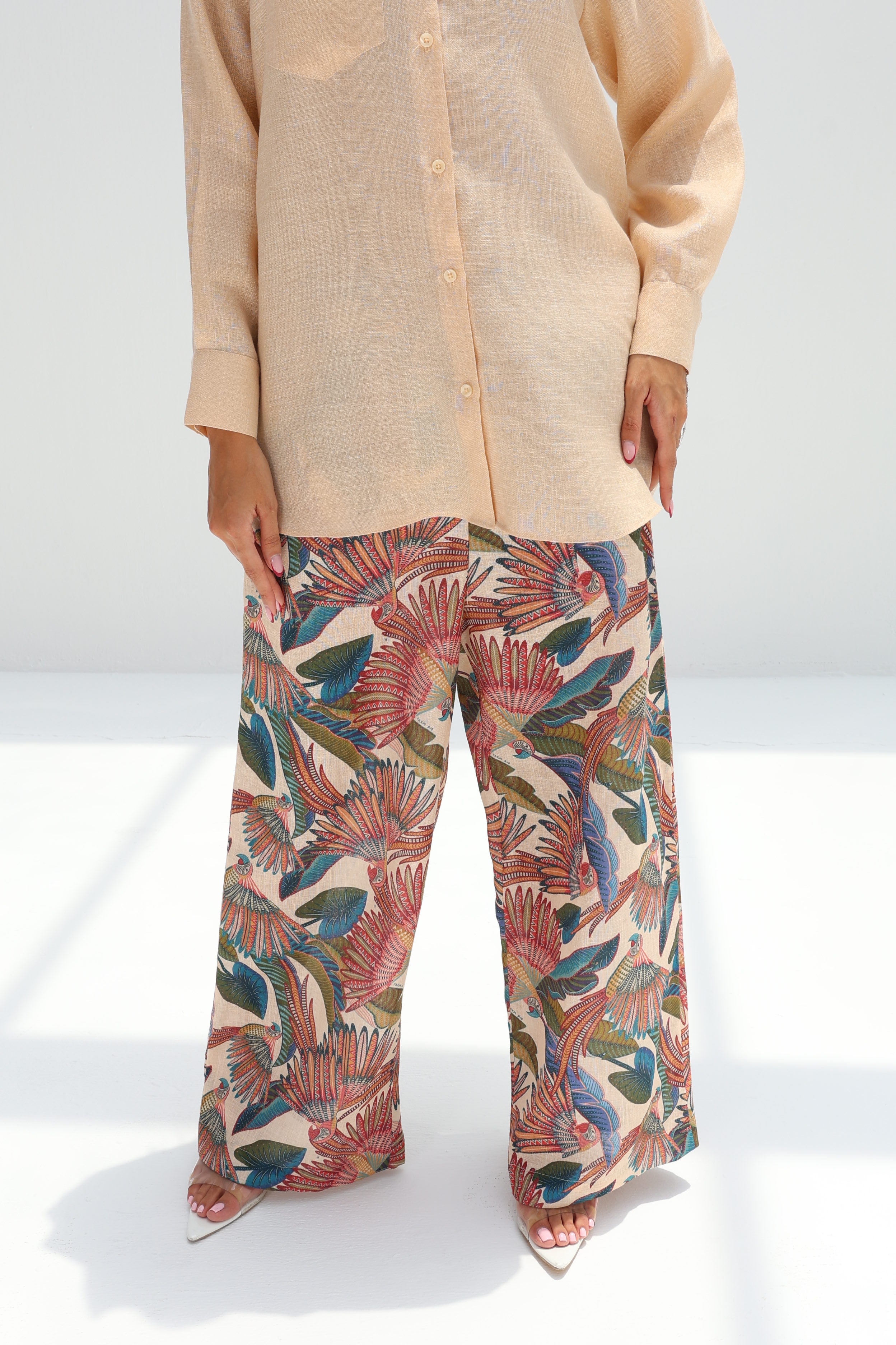 Taous — Beige Parrot Co-ord Set
