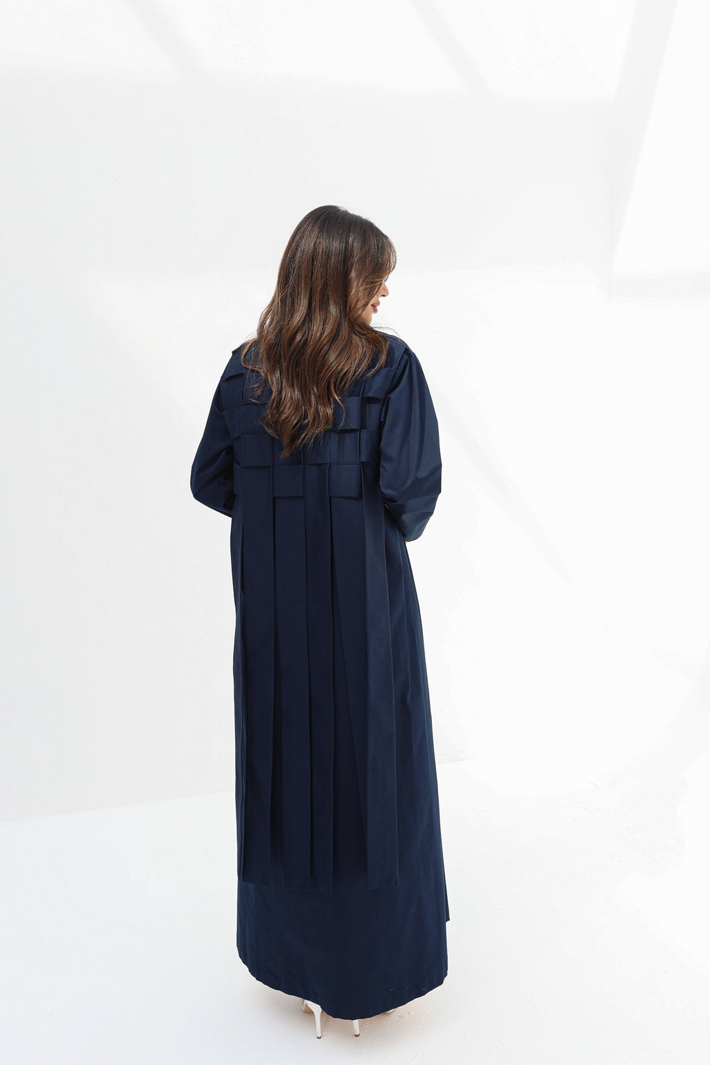 Reem — Navy Structured Pleated Abaya