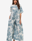 Blue Tropique Linen Blend Jumpsuit