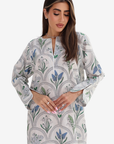 Botanical Arch Print Linen Blend Jalabiya