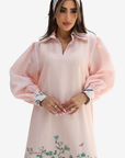 Botanical Garden Embellished Linen Blend Jalabiya