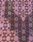 Close-up of the hand-embellished neckline on the Burgundy Medallion Cotton Mukhawar showcasing intricate crystal, beadwork, and premium printed cotton fabric.