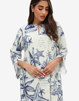 Coastal Seashell Print Cotton Jalabiya