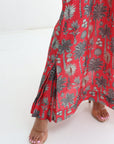 Heritage palm print detail on Coral Palm Heritage Embellished Linen Blend Dress