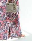 Coral reef print detail on Nayla Coral Reef Jalabiya by Gharza Couture