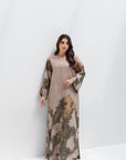 Desert Landscape Linen Blend Jalabiya Full Length Front View