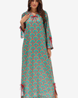 Emerald Mosaic Floral Linen Blend Jalabiya