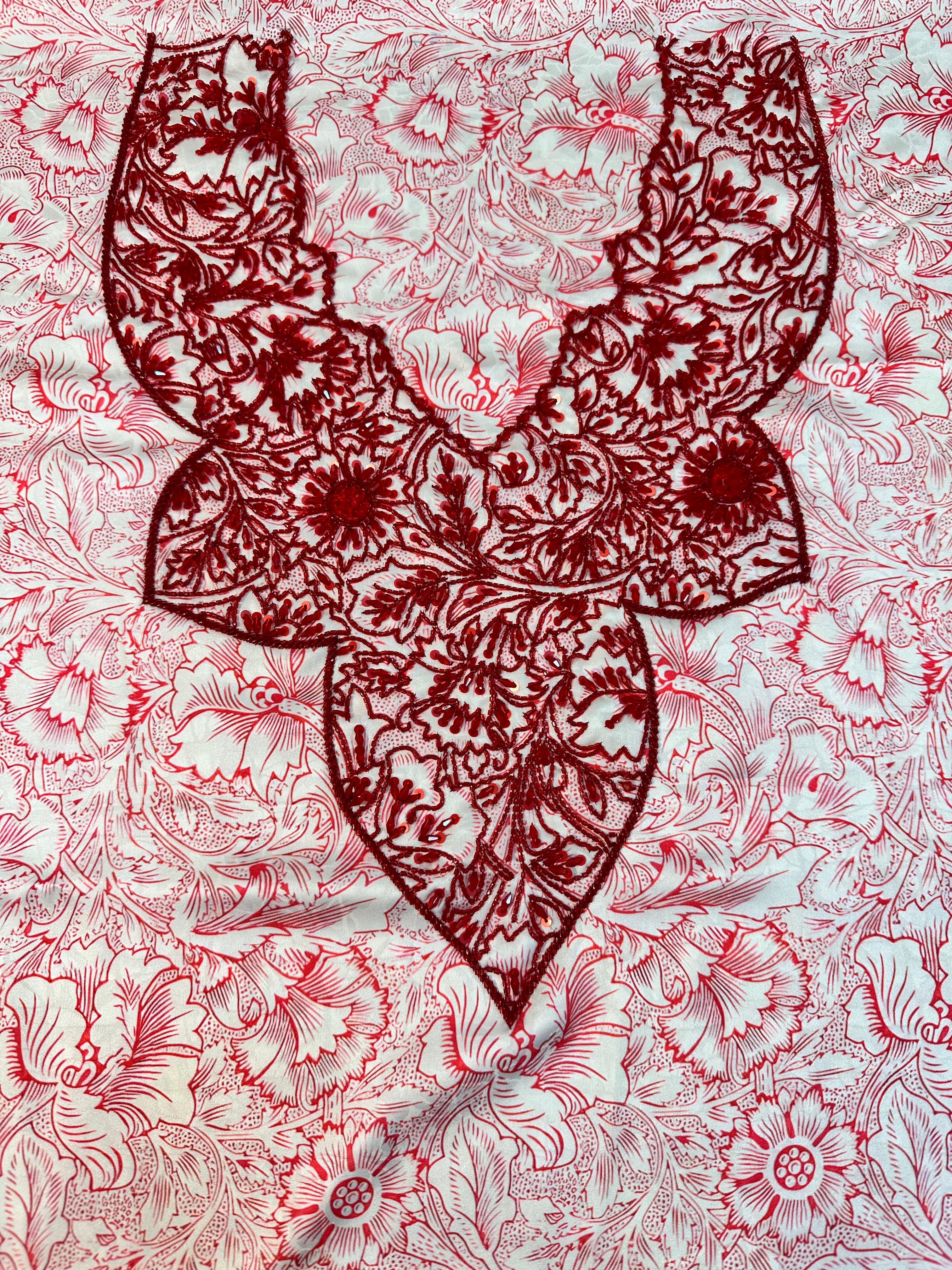 Ghala - F109 - Red Jacquard Silk Mukhawar