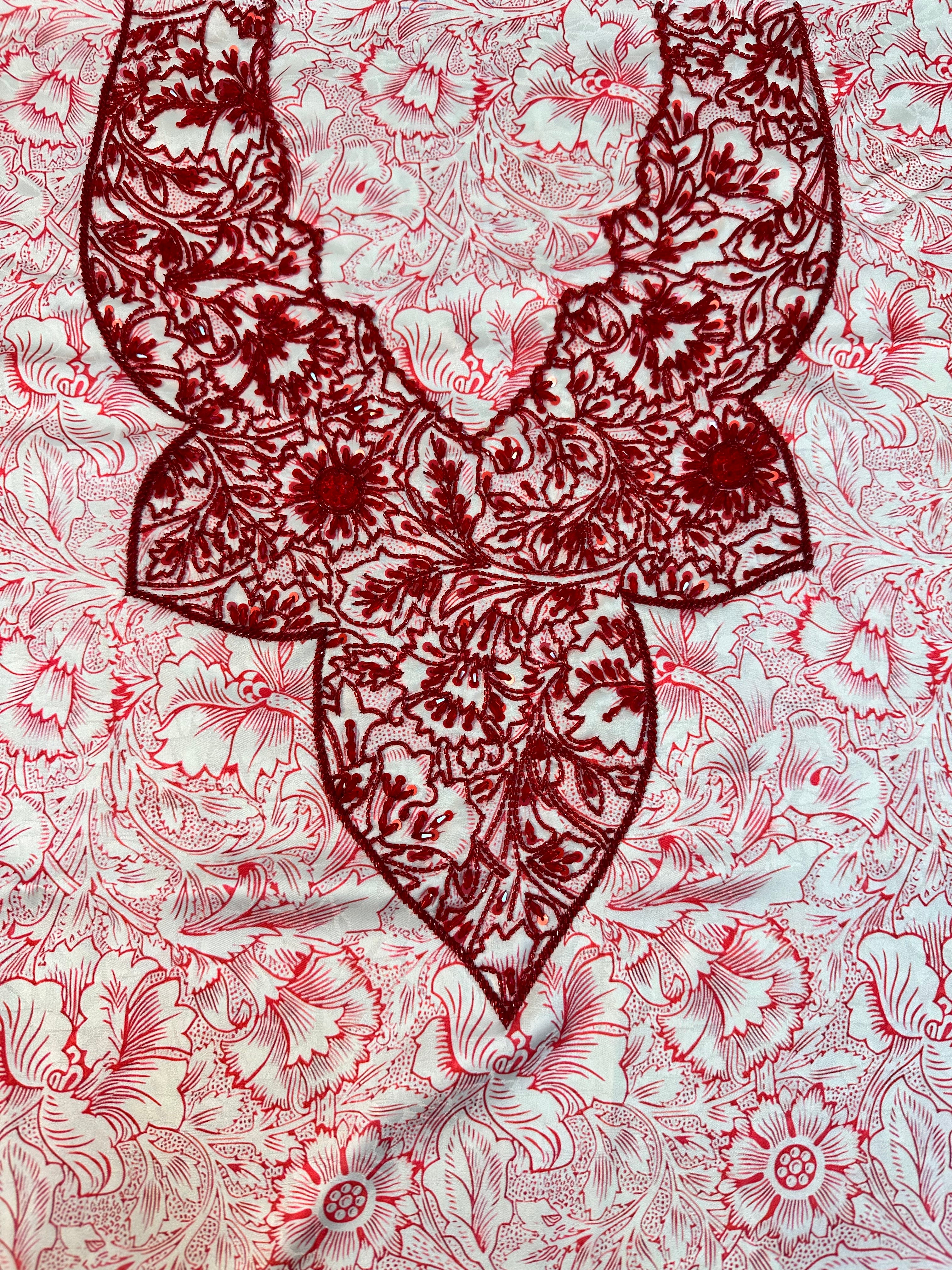 Ghala - F109 - Red Jacquard Silk Mukhawar