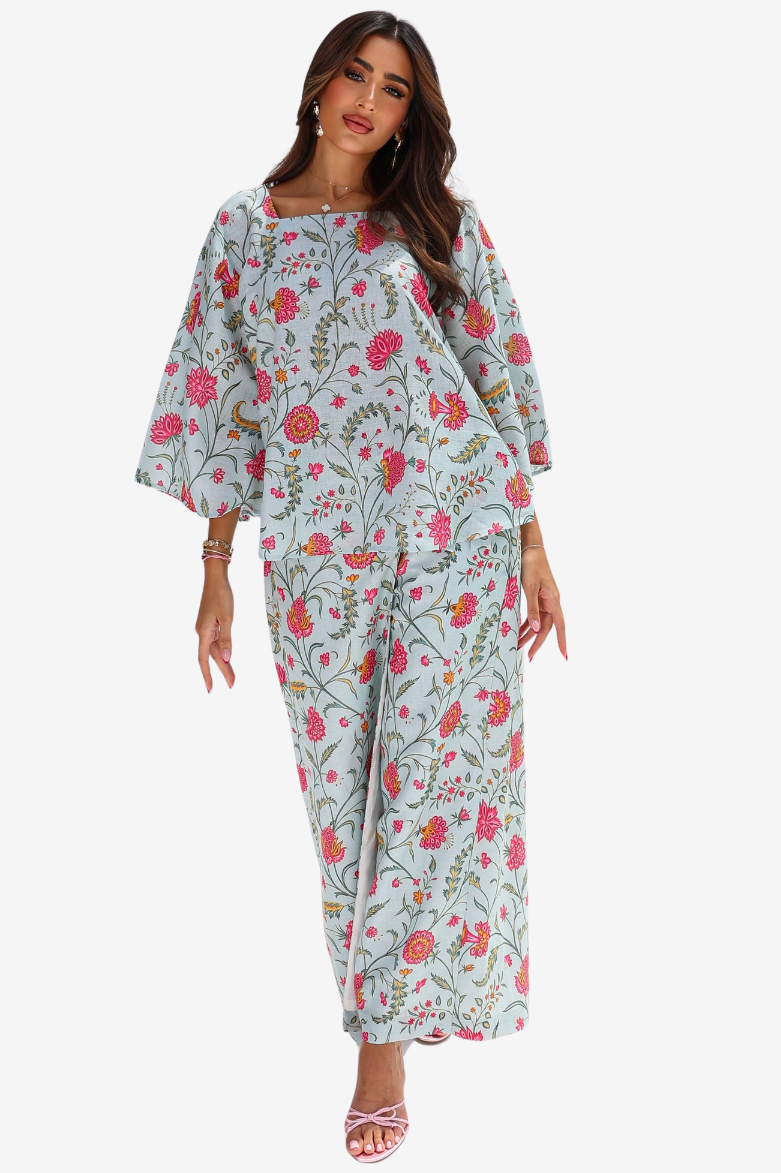 Flora Vine Linen Blend Co-ord Set