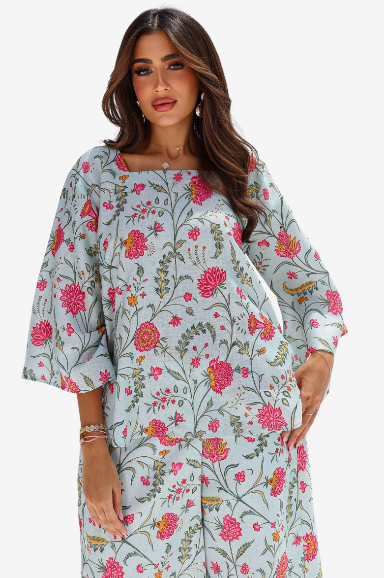 Flora Vine Linen Blend Co-ord Set